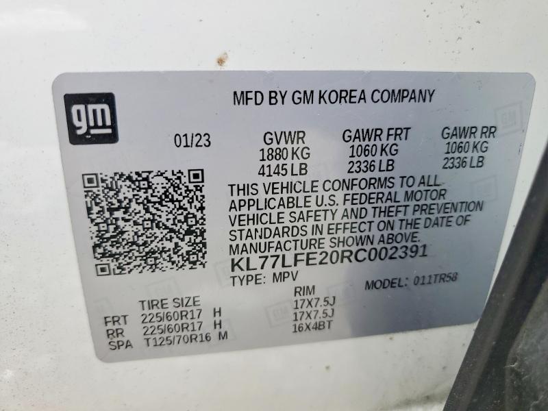 Продаж на аукціоні авто 2024 Chevrolet Trax, vin: KL77LFE20RC002391, номер лоту: 59816646