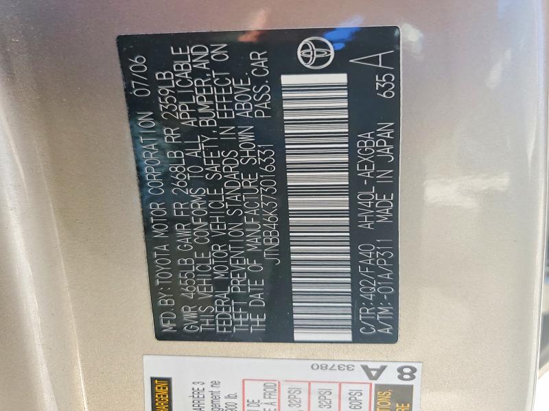 61004056 :رقم المزاد ، JTNBB46K373016331 vin ، 2007 Toyota Camry مزاد بيع