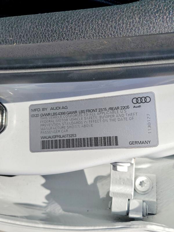 Aukcja sprzedaży 2020 Audi A3, vin: WAUAUGFF6LA073253, numer aukcji: 63383796