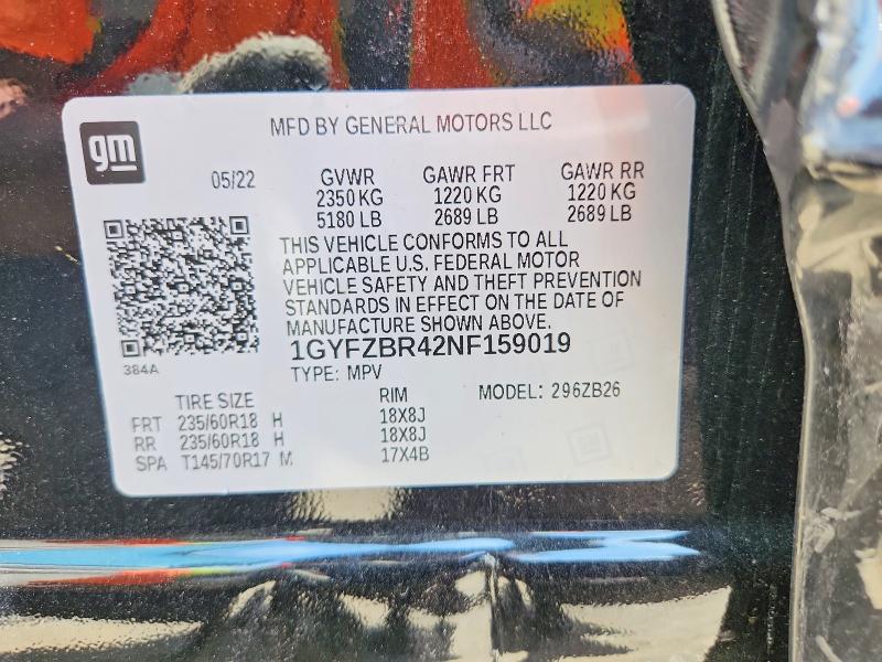 62129206 :رقم المزاد ، 1GYFZBR42NF159019 vin ، 2022 Cadillac Xt4 مزاد بيع