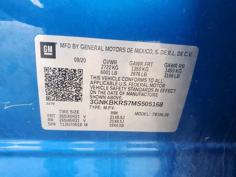 Продаж на аукціоні авто 2021 Chevrolet Blazer, vin: 3GNKBKRS7MS505168, номер лоту: 60297796