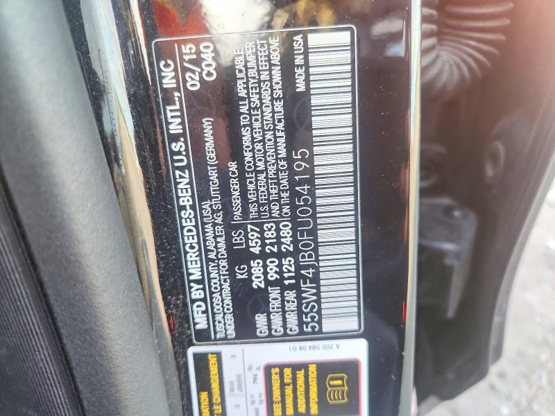 Aukcja sprzedaży 2015 Mercedes-benz C, vin: 55SWF4JB0FU054195, numer aukcji: 62262266