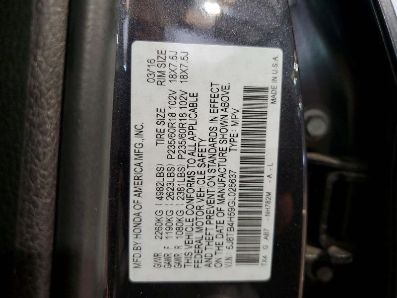 2016 Acura Rdx მანქანა იყიდება აუქციონზე, vin: 5J8TB4H59GL026637, აუქციონის ნომერი: 59267806