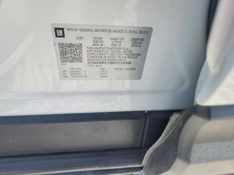 Aukcja sprzedaży 2021 Chevrolet Equinox, vin: 3GNAXKEV8MS124068, numer aukcji: 59653296