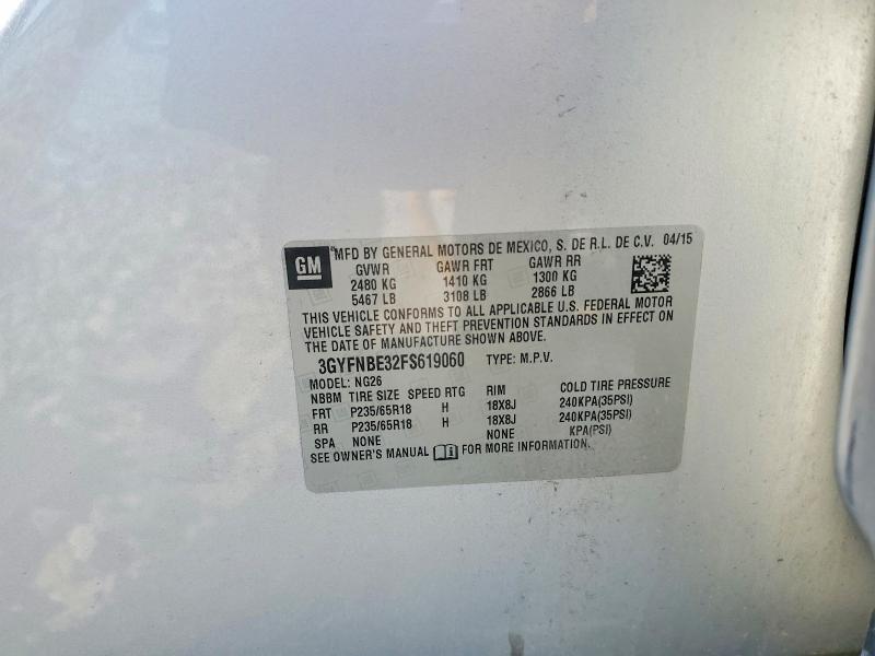 59693606 :رقم المزاد ، 3GYFNBE32FS619060 vin ، 2015 Cadillac Srx مزاد بيع