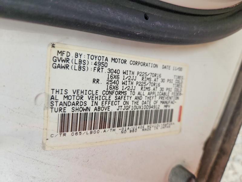 Aukcja sprzedaży 2001 Lexus Rx, vin: JTJGF10UX10094912, numer aukcji: 59310416