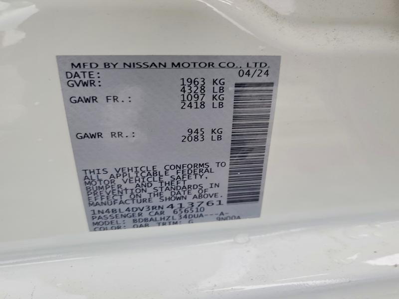 Продаж на аукціоні авто 2024 Nissan Altima, vin: 1N4BL4DV3RN413761, номер лоту: 60783496