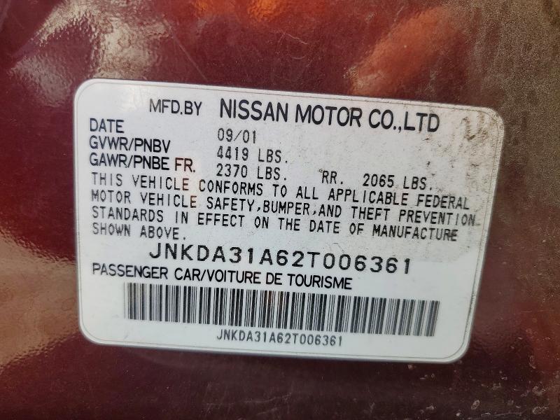 Auction sale of the 2002 Infiniti I35, vin: JNKDA31A62T006361, lot number: 61753176