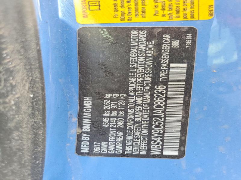 Продажа на аукционе авто 2018 Bmw M4, vin: WBS4Y9C52JAC86236, номер лота: 61242236