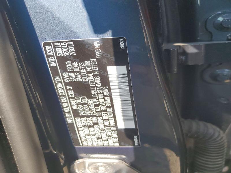 61182716 :رقم المزاد ، YV4102RL4L1560760 vin ، 2020 Volvo Xc60 مزاد بيع