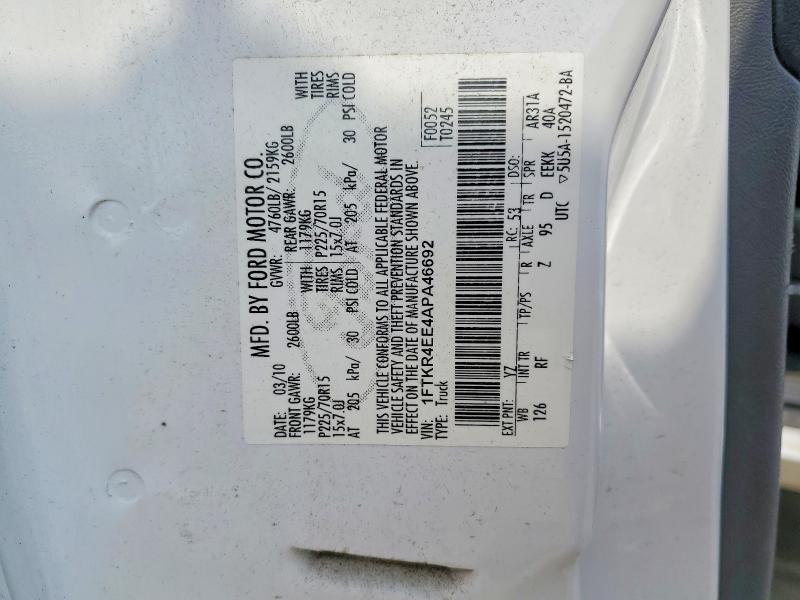Auction sale of the 2010 Ford Ranger, vin: 1FTKR4EE4APA46692, lot number: 60221846