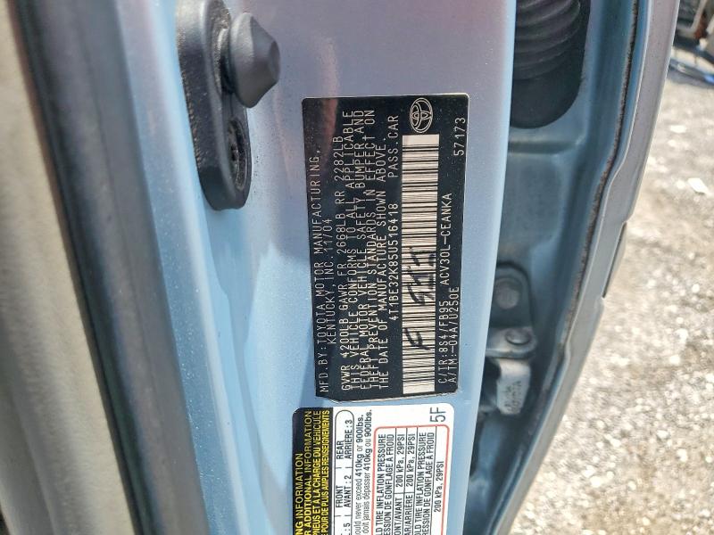 2005 Toyota Camry მანქანა იყიდება აუქციონზე, vin: 4T1BE32K85U516418, აუქციონის ნომერი: 60782526