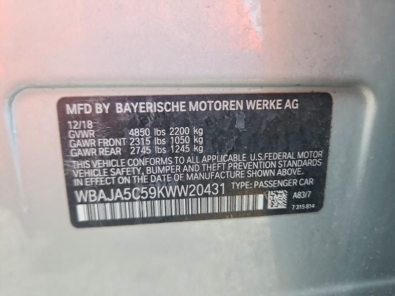 Продажа на аукционе авто 2019 Bmw 530, vin: WBAJA5C59KWW20431, номер лота: 60955036
