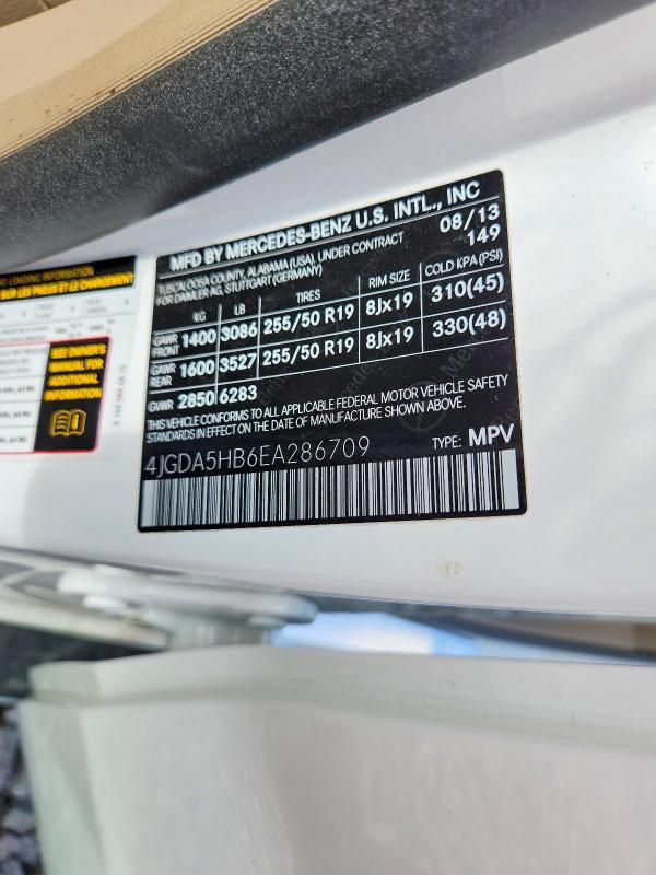 Продаж на аукціоні авто 2014 Mercedes-benz Ml, vin: 4JGDA5HB6EA286709, номер лоту: 57538886