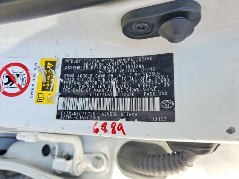 61429266 :رقم المزاد ، 4T4BF1FK4FR512630 vin ، 2015 Toyota Camry مزاد بيع