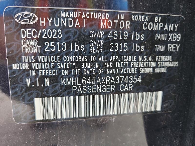 Продажа на аукционе авто 2024 Hyundai Sonata, vin: KMHL64JAXRA374354, номер лота: 61366356