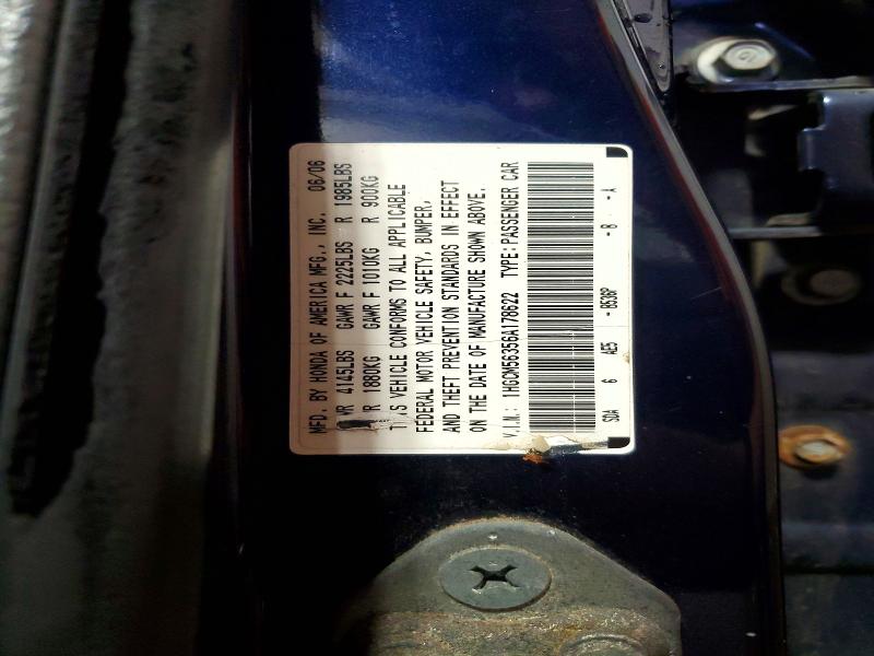 Aukcja sprzedaży 2006 Honda Accord, vin: 1HGCM56356A178622, numer aukcji: 60156176