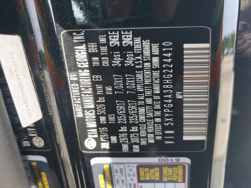 62613946 :رقم المزاد ، 5XYPG4A38HG224410 vin ، 2017 Kia Sorento مزاد بيع
