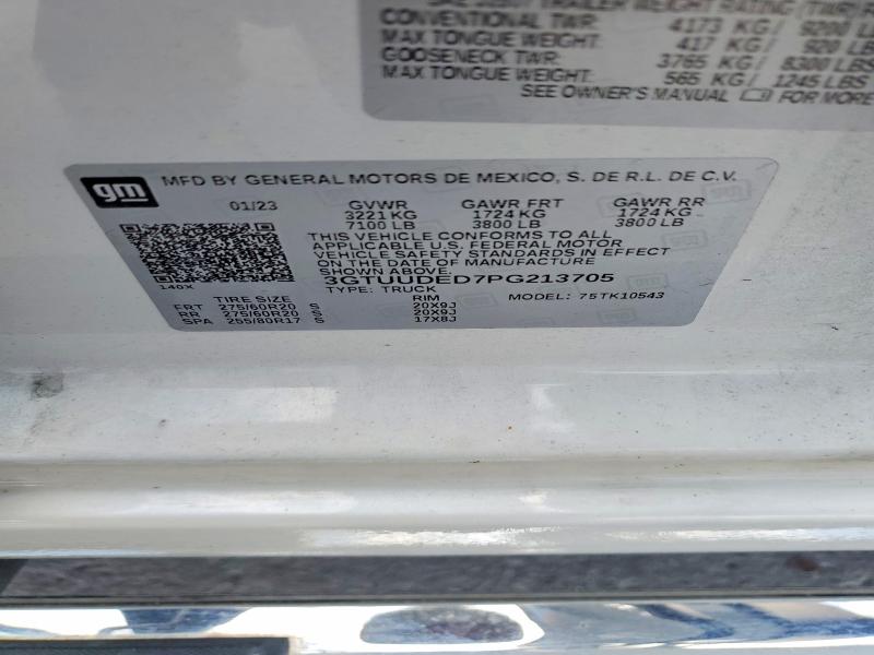 2023 Gmc Sierra მანქანა იყიდება აუქციონზე, vin: 3GTUUDED7PG213705, აუქციონის ნომერი: 61206306