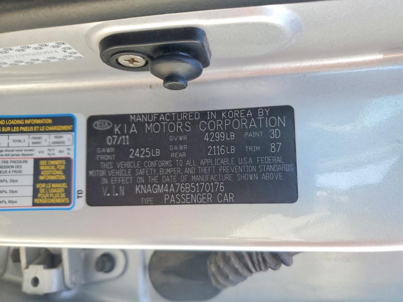 Auction sale of the 2011 Kia Optima, vin: KNAGM4A76B5170176, lot number: 62913066