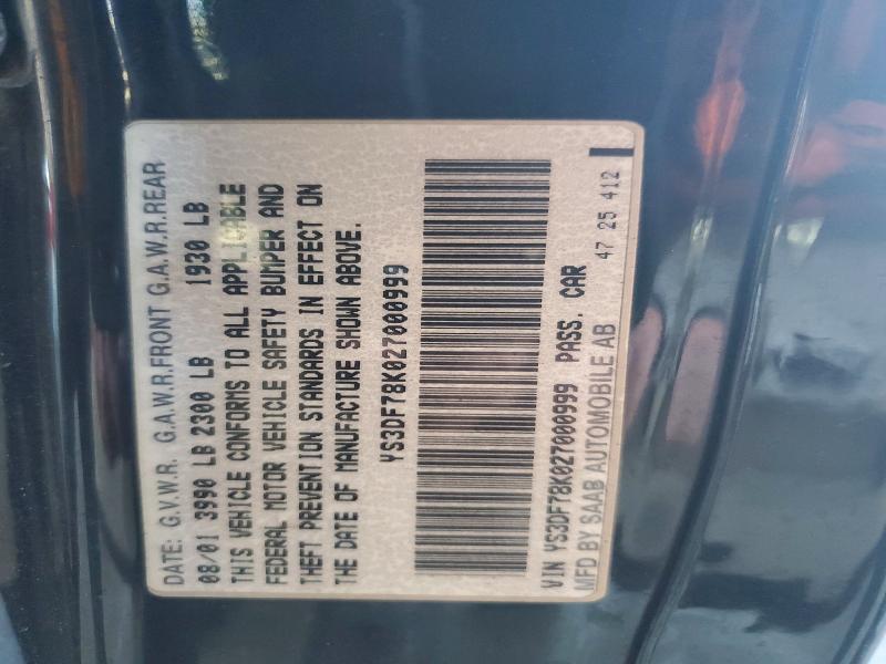 Продажа на аукционе авто 2002 Saab 9-3, vin: YS3DF78K027000999, номер лота: 63550366