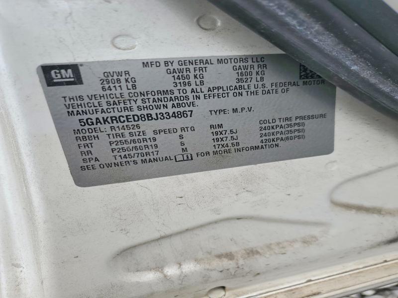 2011 Buick Enclave მანქანა იყიდება აუქციონზე, vin: 5GAKRCED8BJ334867, აუქციონის ნომერი: 60307186