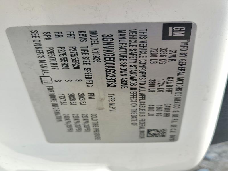 59794346 :رقم المزاد ، 3GNVKGE00AG228733 vin ، 2010 Chevrolet Avalanche مزاد بيع
