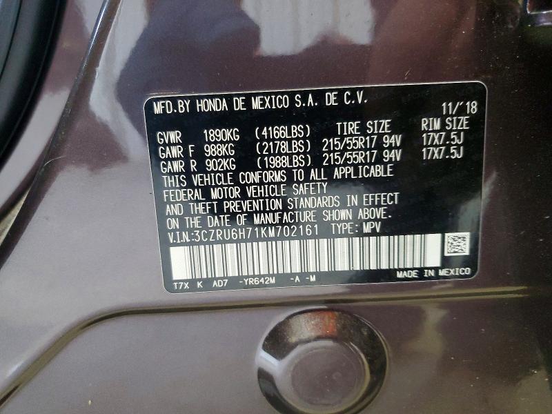 Aukcja sprzedaży 2019 Honda Hr-v, vin: 3CZRU6H71KM702161, numer aukcji: 60691376