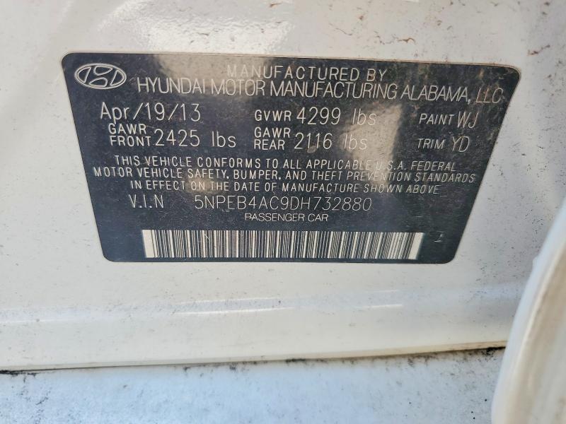 Aukcja sprzedaży 2013 Hyundai Sonata, vin: 5NPEB4AC9DH732880, numer aukcji: 62771896
