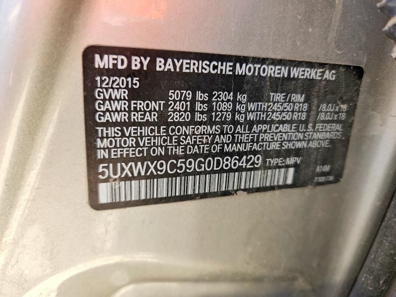 Aukcja sprzedaży 2016 Bmw X3, vin: 5UXWX9C59G0D86429, numer aukcji: 60855446