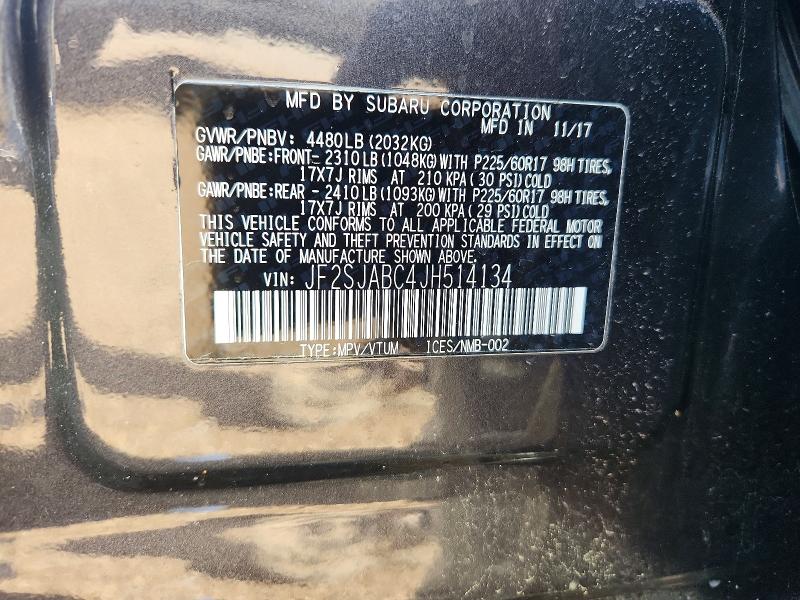 Aukcja sprzedaży 2018 Subaru Forester, vin: JF2SJABC4JH514134, numer aukcji: 63133156