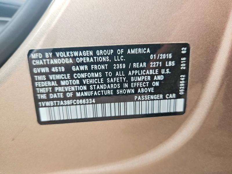 Aukcja sprzedaży 2015 Volkswagen Passat, vin: 1VWBT7A38FC066334, numer aukcji: 62121236