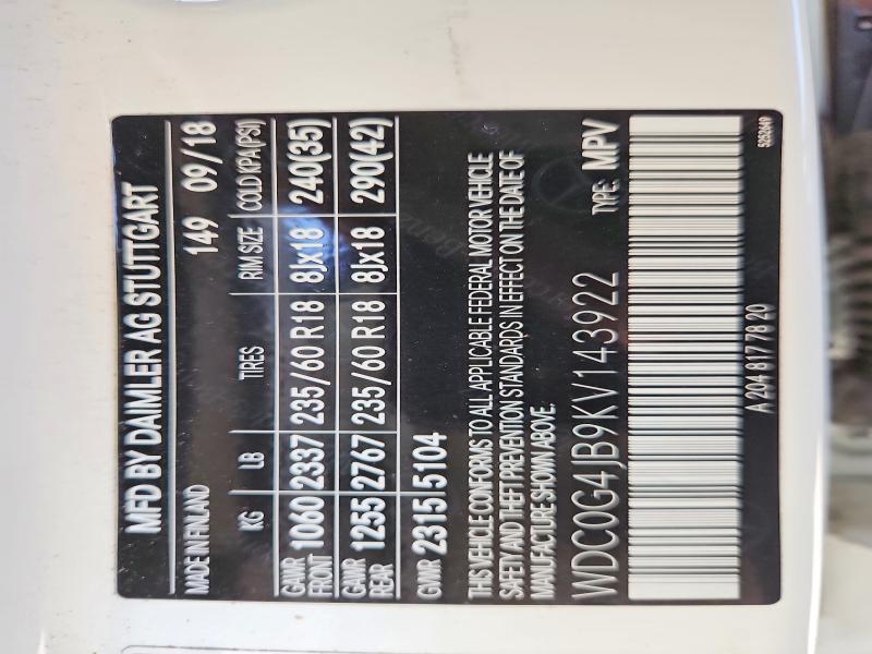63279186 :رقم المزاد ، WDC0G4JB9KV143922 vin ، 2019 Mercedes-benz Glc مزاد بيع