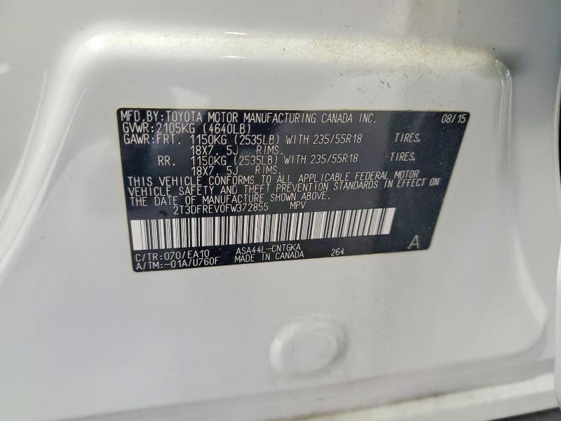 Aukcja sprzedaży 2015 Toyota Rav4, vin: 2T3DFREV0FW372855, numer aukcji: 60160766