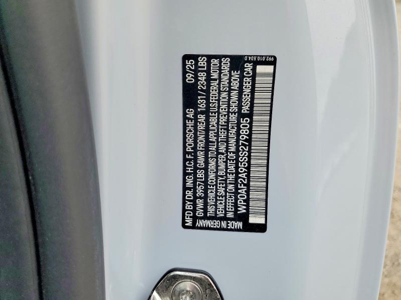64671446 :رقم المزاد ، WP0AF2A95SS279805 vin ، 2025 Porsche 911 مزاد بيع