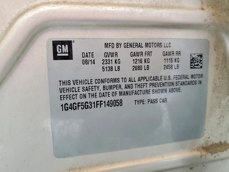Aukcja sprzedaży 2015 Buick Lacrosse, vin: 1G4GF5G31FF149058, numer aukcji: 60586836