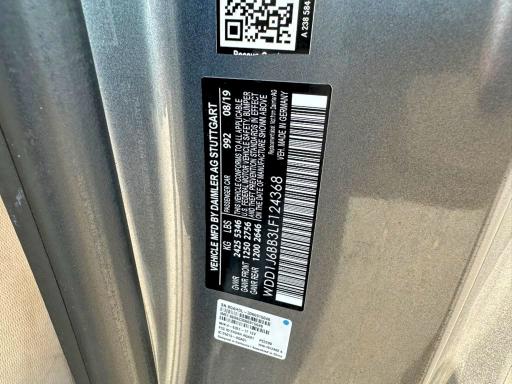61994006 :رقم المزاد ، WDD1J6BB3LF124368 vin ، 2020 Mercedes-benz E مزاد بيع