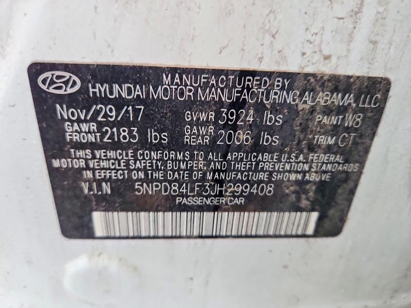 2018 Hyundai Elantra მანქანა იყიდება აუქციონზე, vin: 5NPD84LF3JH299408, აუქციონის ნომერი: 59236346