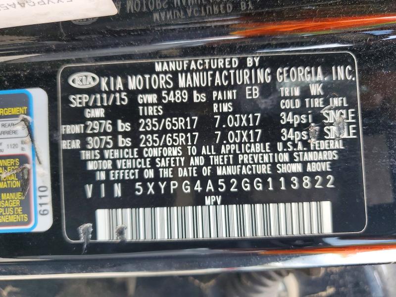 Aukcja sprzedaży 2016 Kia Sorento, vin: 5XYPG4A52GG113822, numer aukcji: 61484936