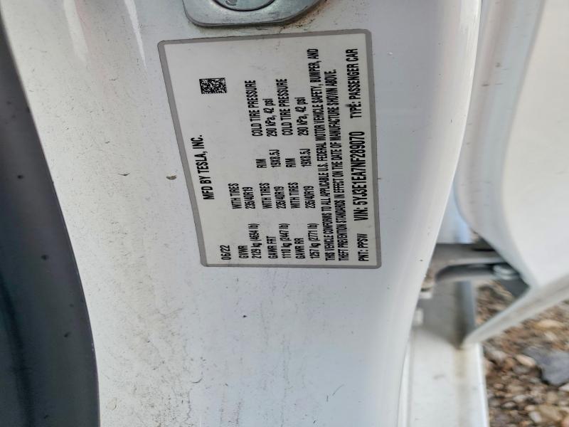60822136 :رقم المزاد ، 5YJ3E1EA7NF289070 vin ، 2022 Tesla Model 3 مزاد بيع