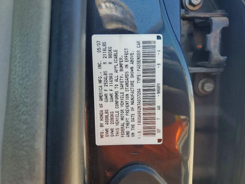 Aukcja sprzedaży 2007 Acura Tl, vin: 19UUA66287A037264, numer aukcji: 60625346