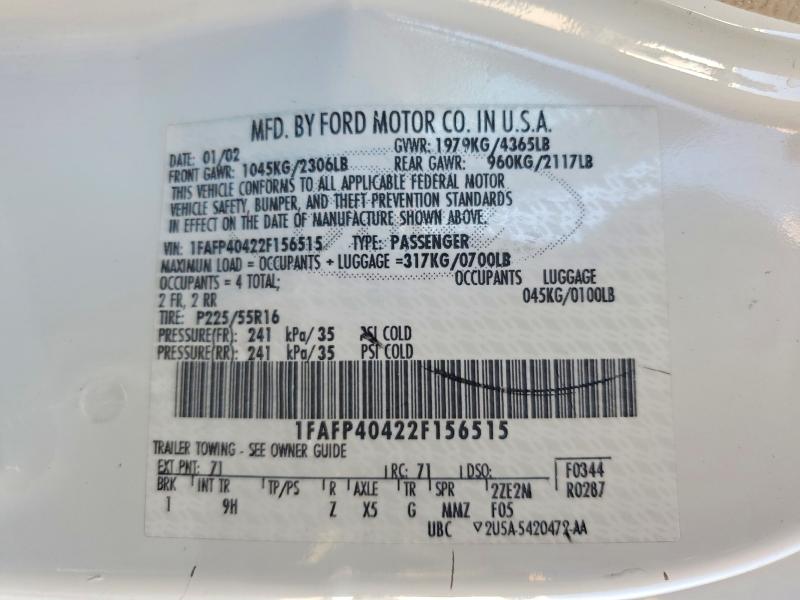 Продажа на аукционе авто 2002 Ford Mustang, vin: 1FAFP40422F156515, номер лота: 63229206