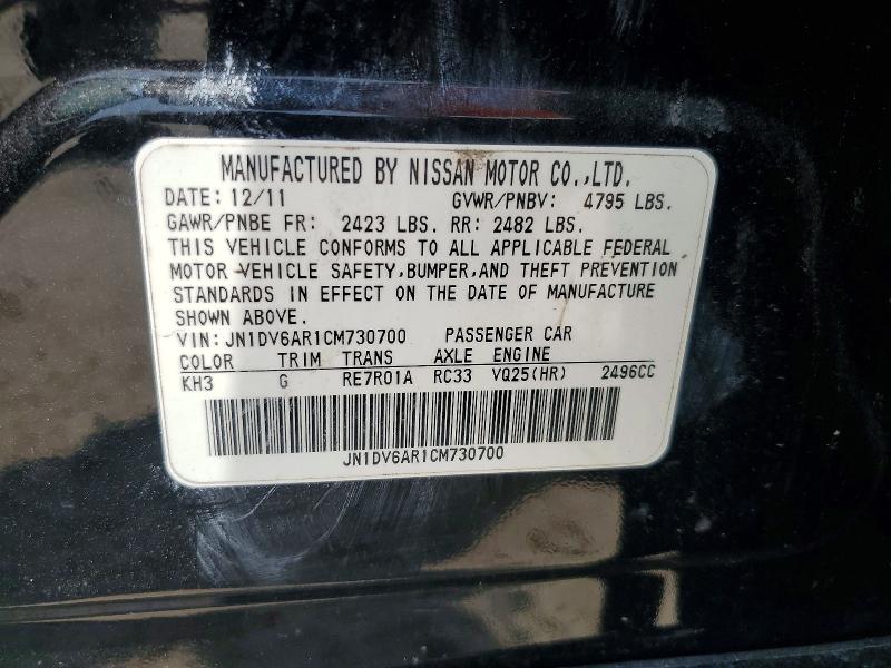 62788676 :رقم المزاد ، JN1DV6AR1CM730700 vin ، 2012 Infiniti G25 Sedan مزاد بيع