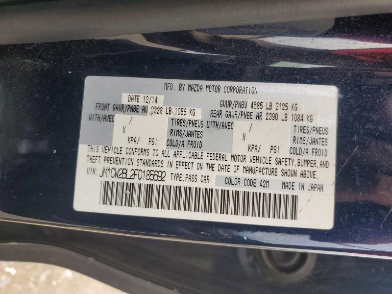 62565316 :رقم المزاد ، JM1CW2BL2F0185692 vin ، 2015 Mazda 5 مزاد بيع