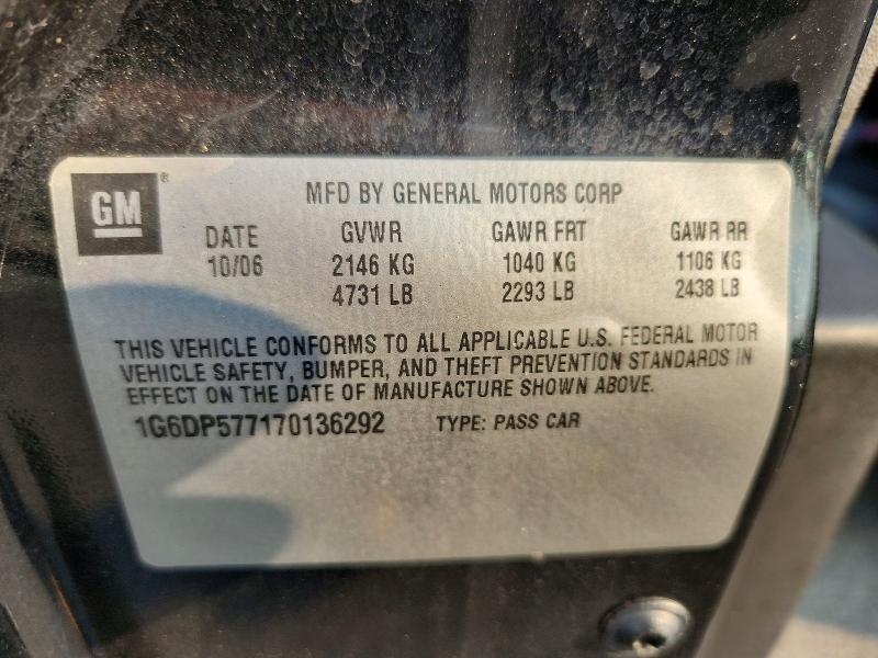 62906386 :رقم المزاد ، 1G6DP577170136292 vin ، 2007 Cadillac Cts مزاد بيع