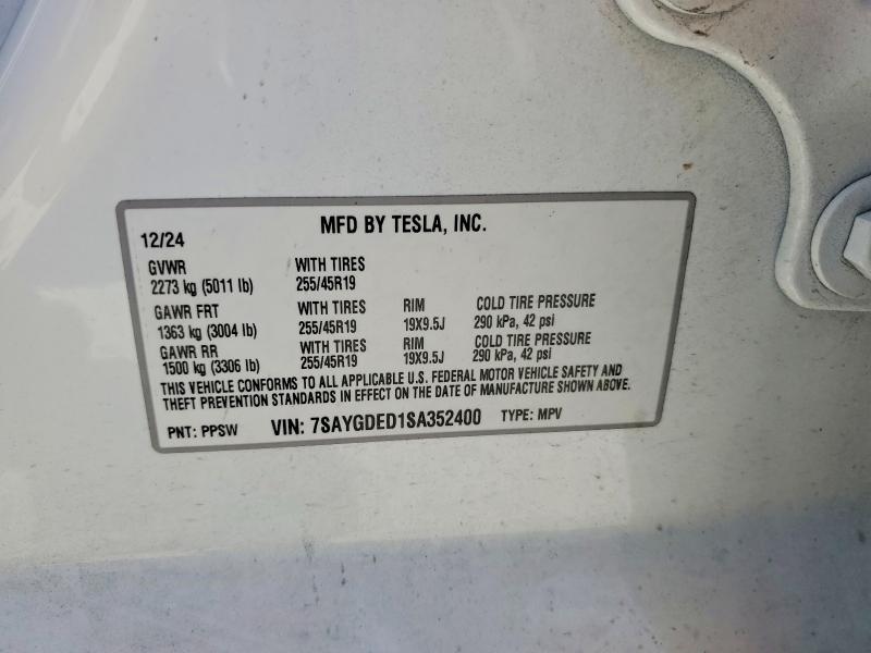 Aukcja sprzedaży 2025 Tesla Model Y, vin: 7SAYGDED1SA352400, numer aukcji: 59955986