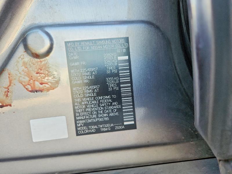 58557836 :رقم المزاد ، KNMAT2MT9JP561785 vin ، 2018 Nissan Rogue مزاد بيع