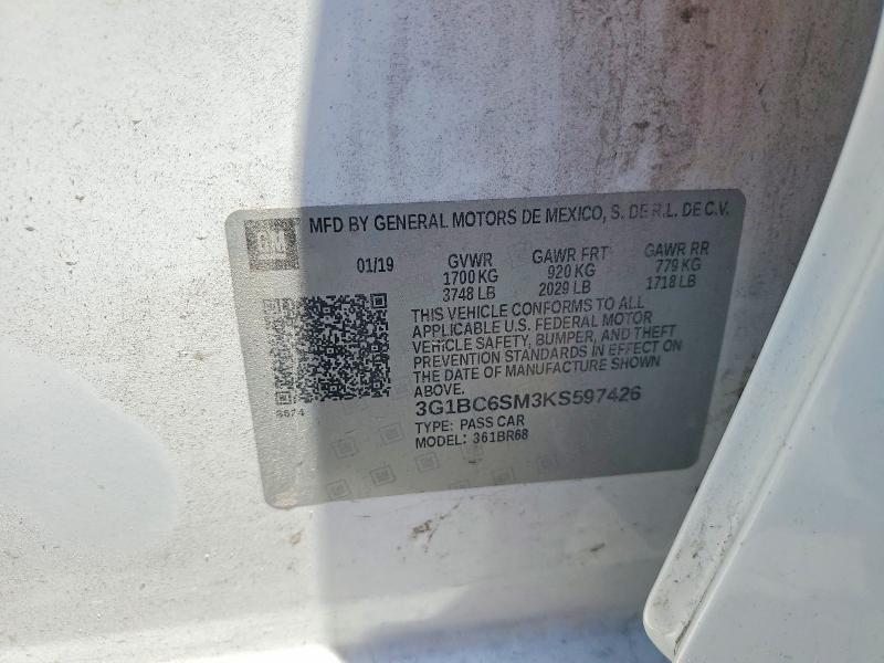 Продажа на аукционе авто 2019 Chevrolet Cruze, vin: 3G1BC6SM3KS597426, номер лота: 61134686
