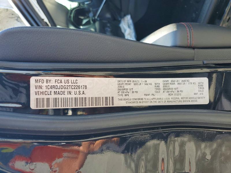 Продажа на аукционе авто 2026 Dodge Durango, vin: 1C4RDJDG2TC226178, номер лота: 61869086