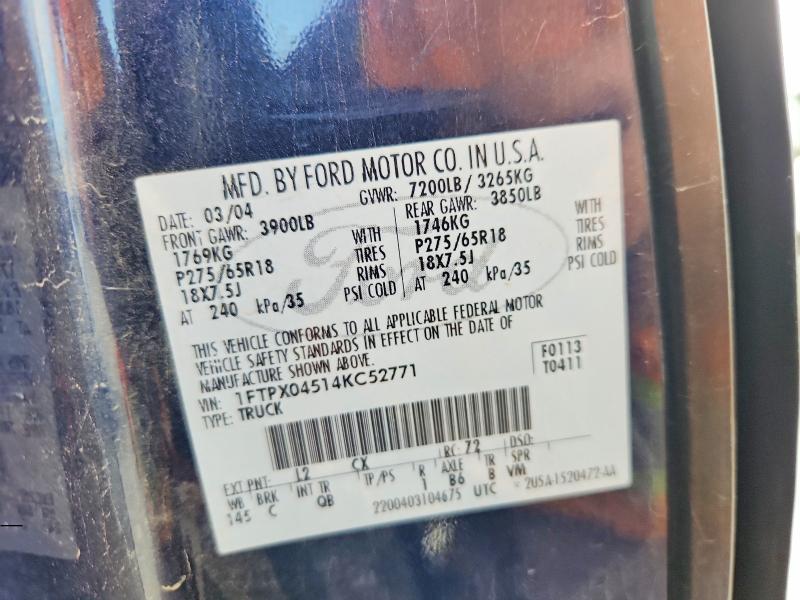 Продажа на аукционе авто 2004 Ford F150, vin: 1FTPX04514KC52771, номер лота: 61684836